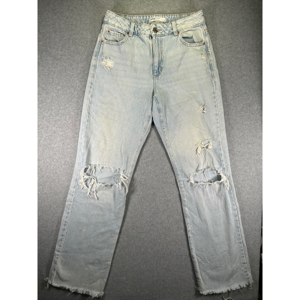 Stain* Garage Denim 90s Straight Leg Jeans Light Wash Distressed Size 5